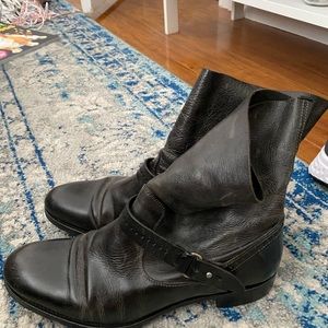 Black leather boots